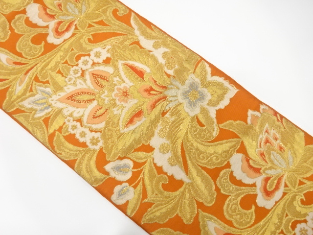 JAPANESE KIMONO / ANTIQUE FUKURO OBI / SILK / WOVEN CHINESE FLOWERS